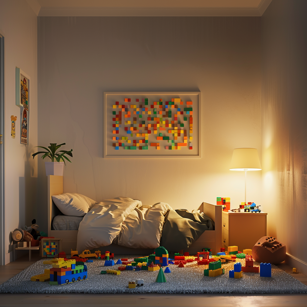 Child's Bedroom with Bright Lighting