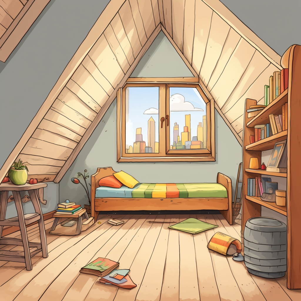 Simple Child Room Drawing in Attic