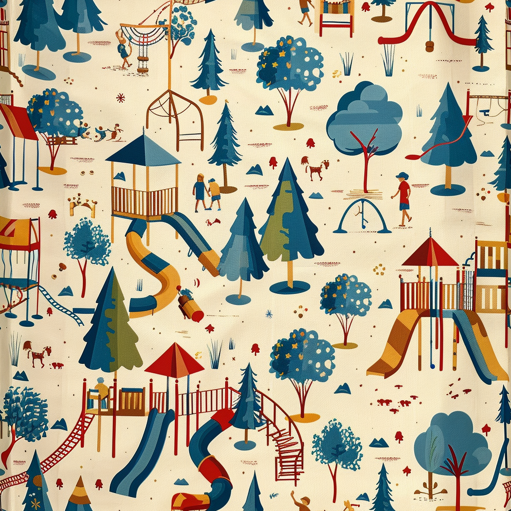 Child room playground motif wallpaper