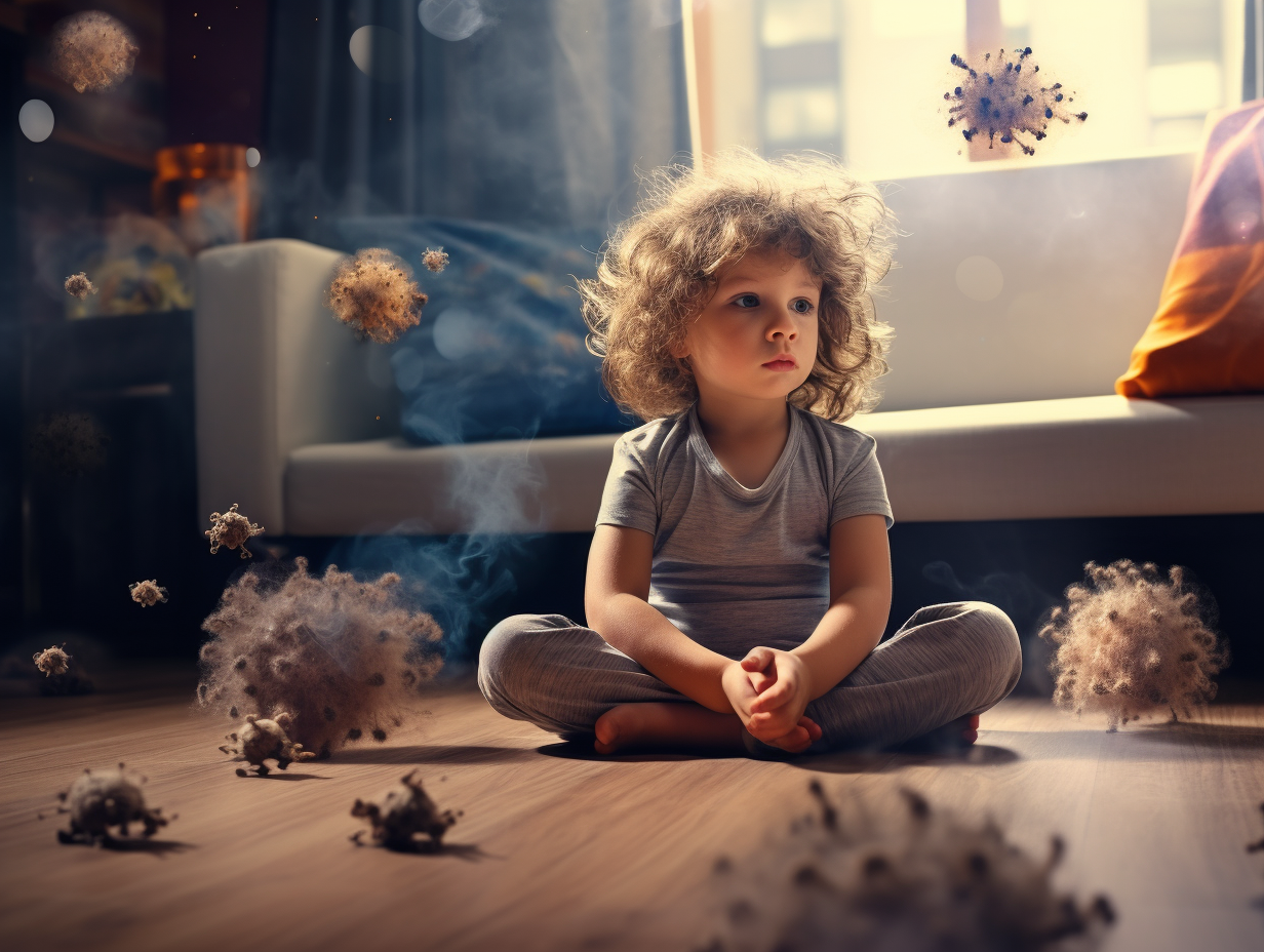 Child sitting in modern living room