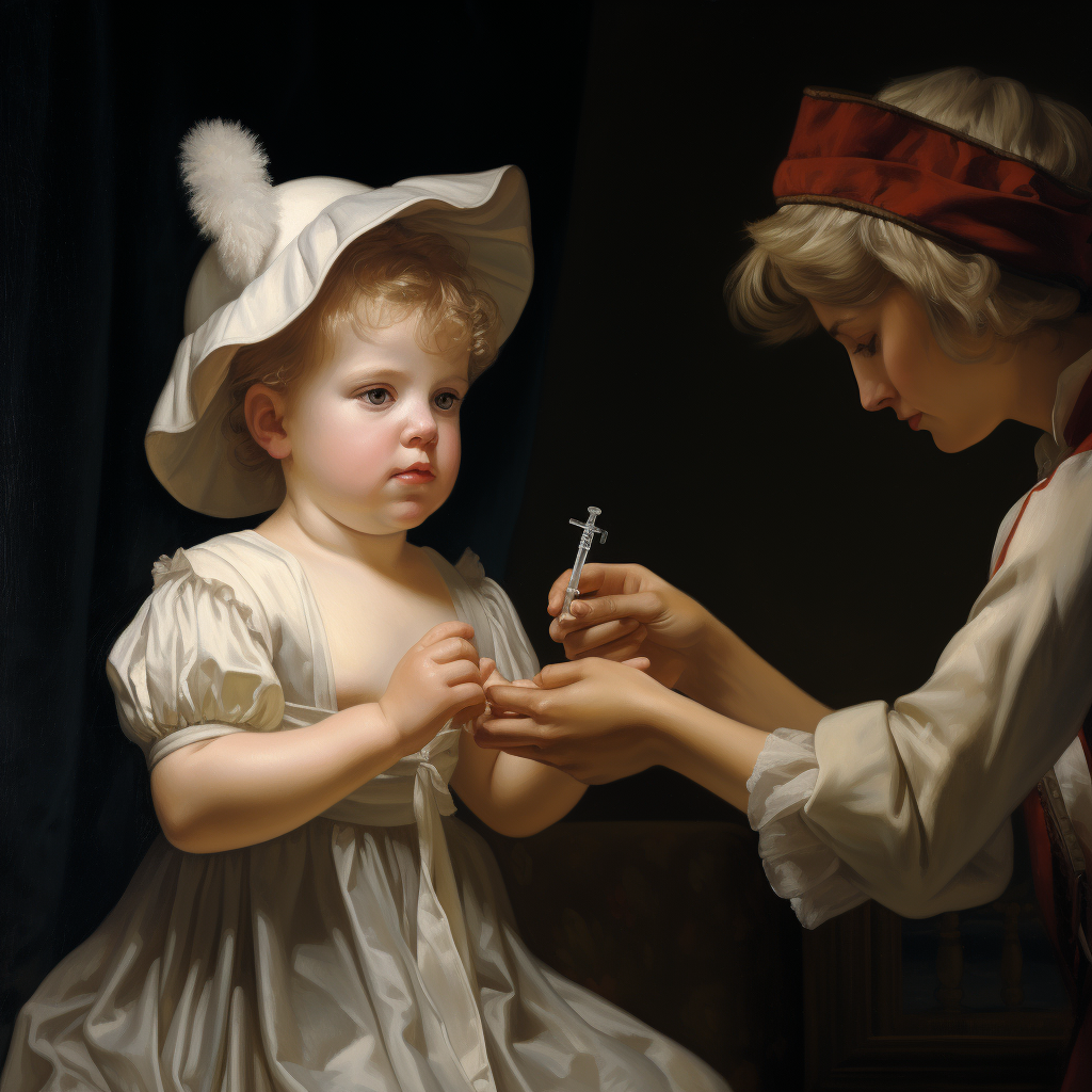 Child receiving vaccination from healthcare professional