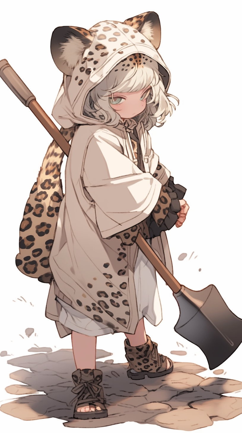 Child with Huge Hammer and Leopard Tail