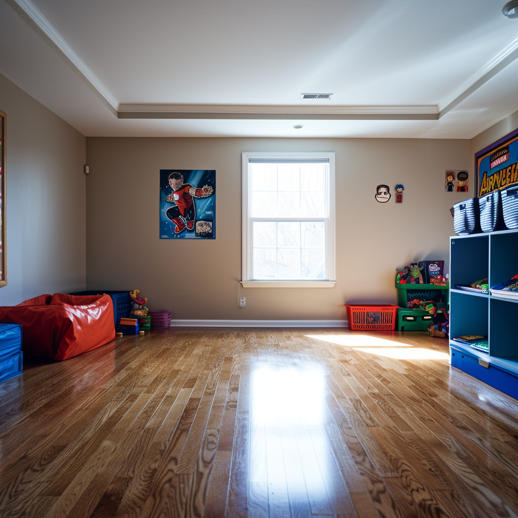 Child in Marvel-themed Bedroom