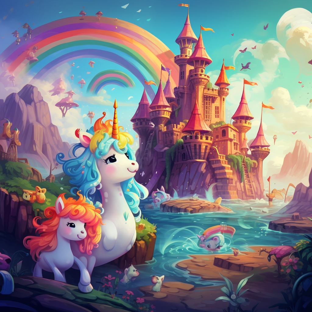 Colorful fantasy illustration for child book