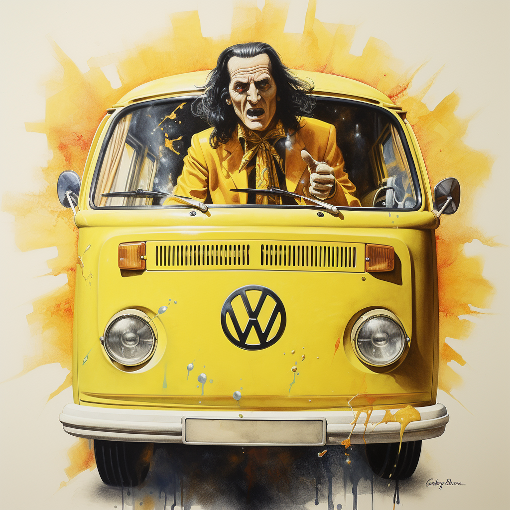 Child catcher in vintage VW van