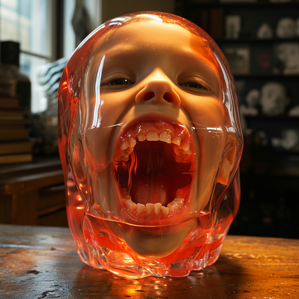 Creepy child head jelly replica