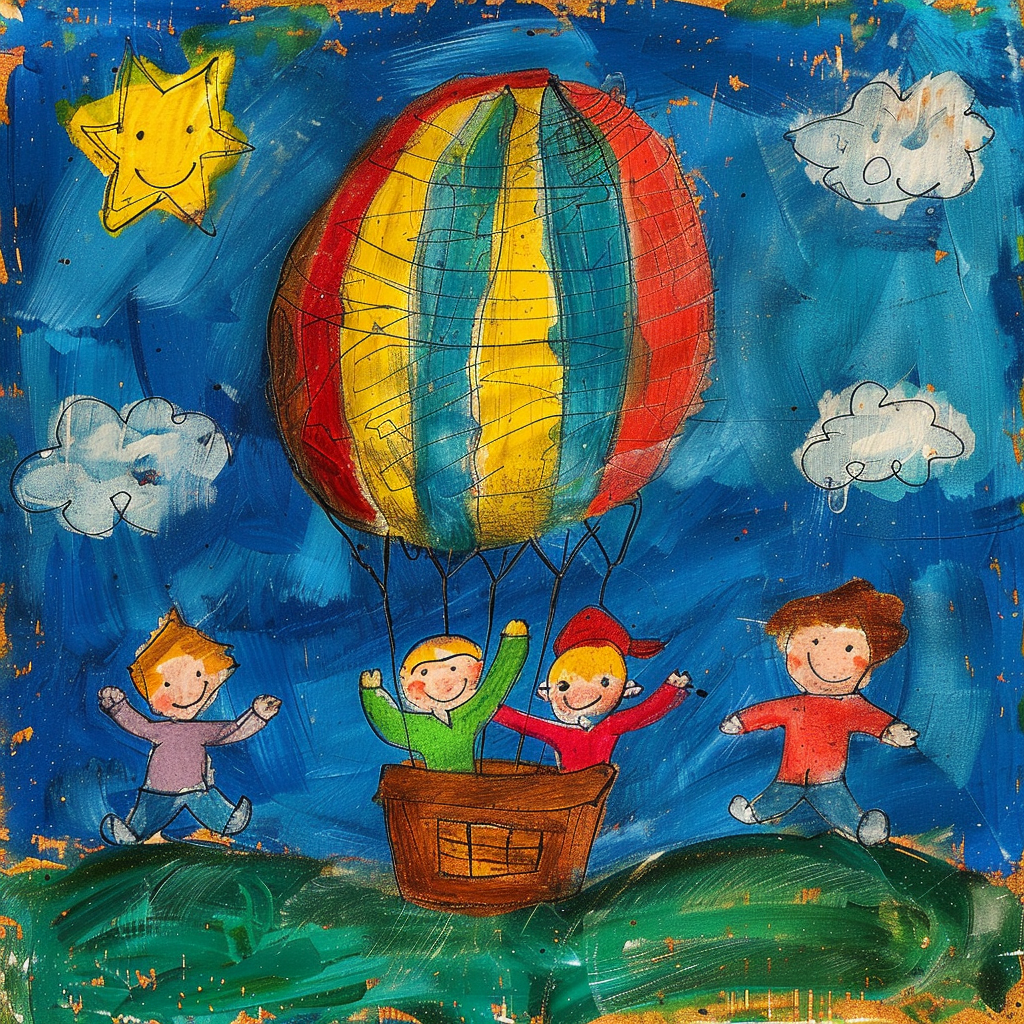 Child's hot air balloon drawing