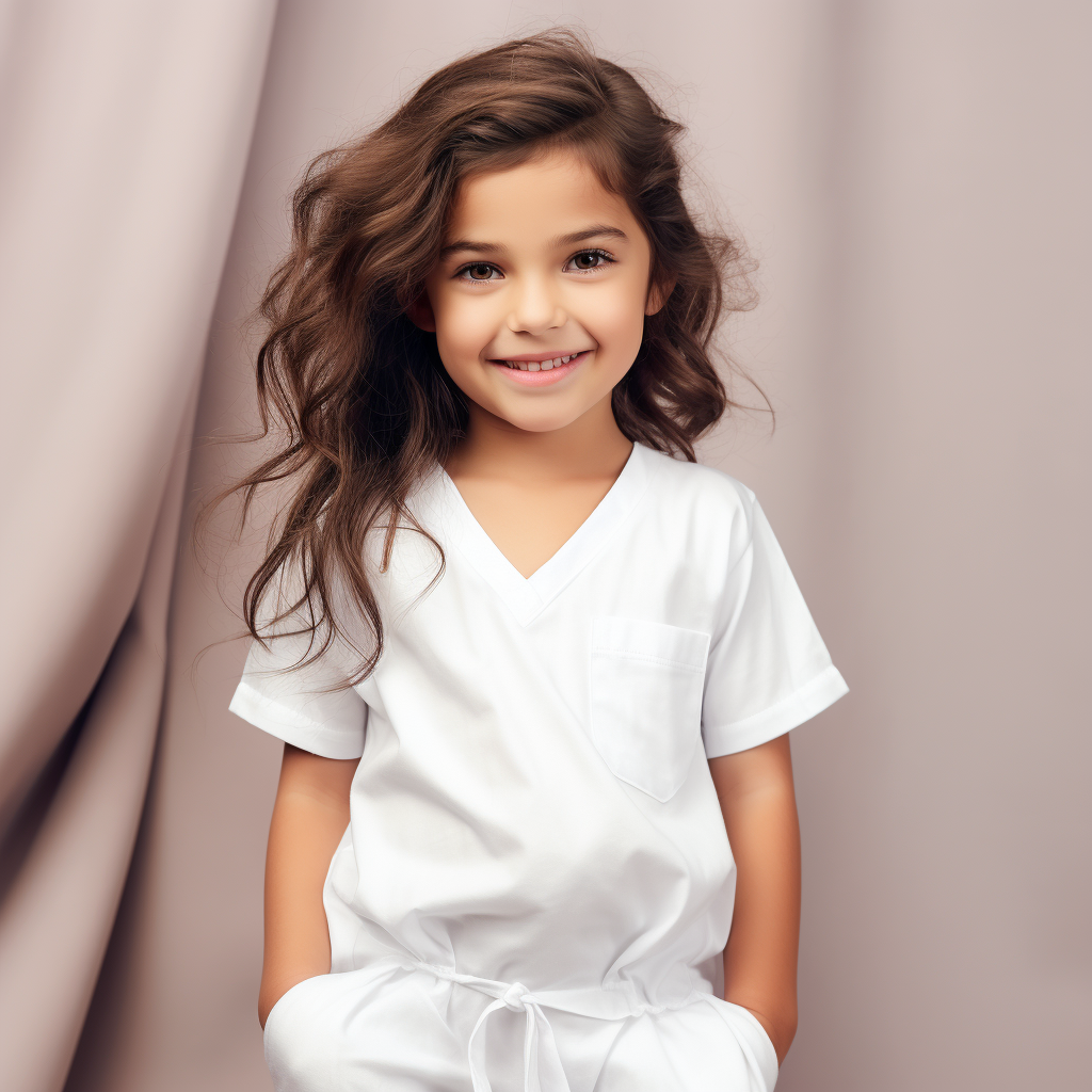 Stylish Child in White Summer PJs