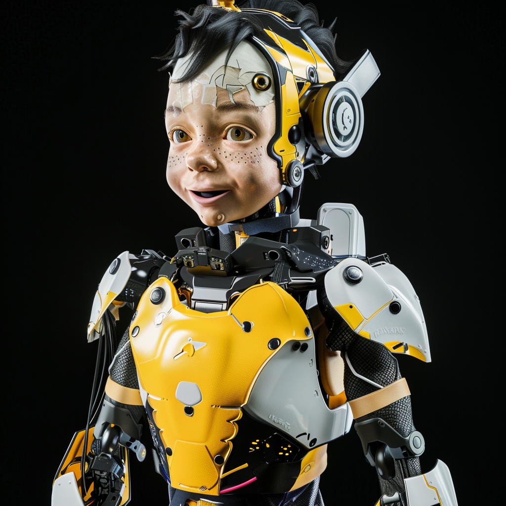 Cute Child Robot Yellow Black