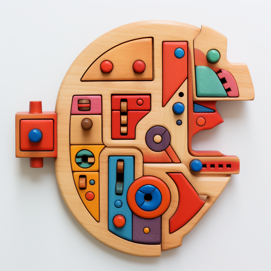 Colorful wooden game button with drill