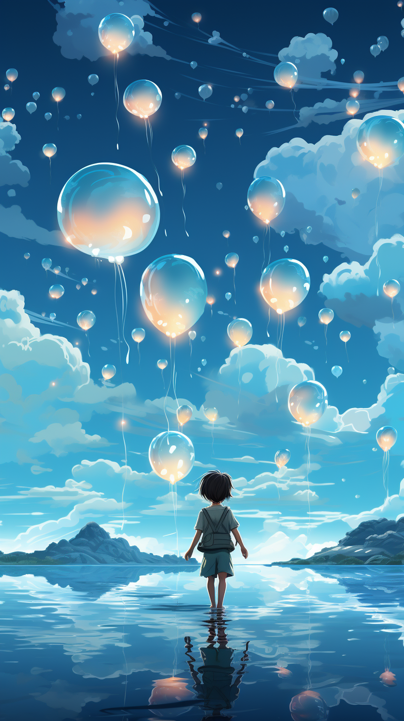 Childlike background image with light blue tones