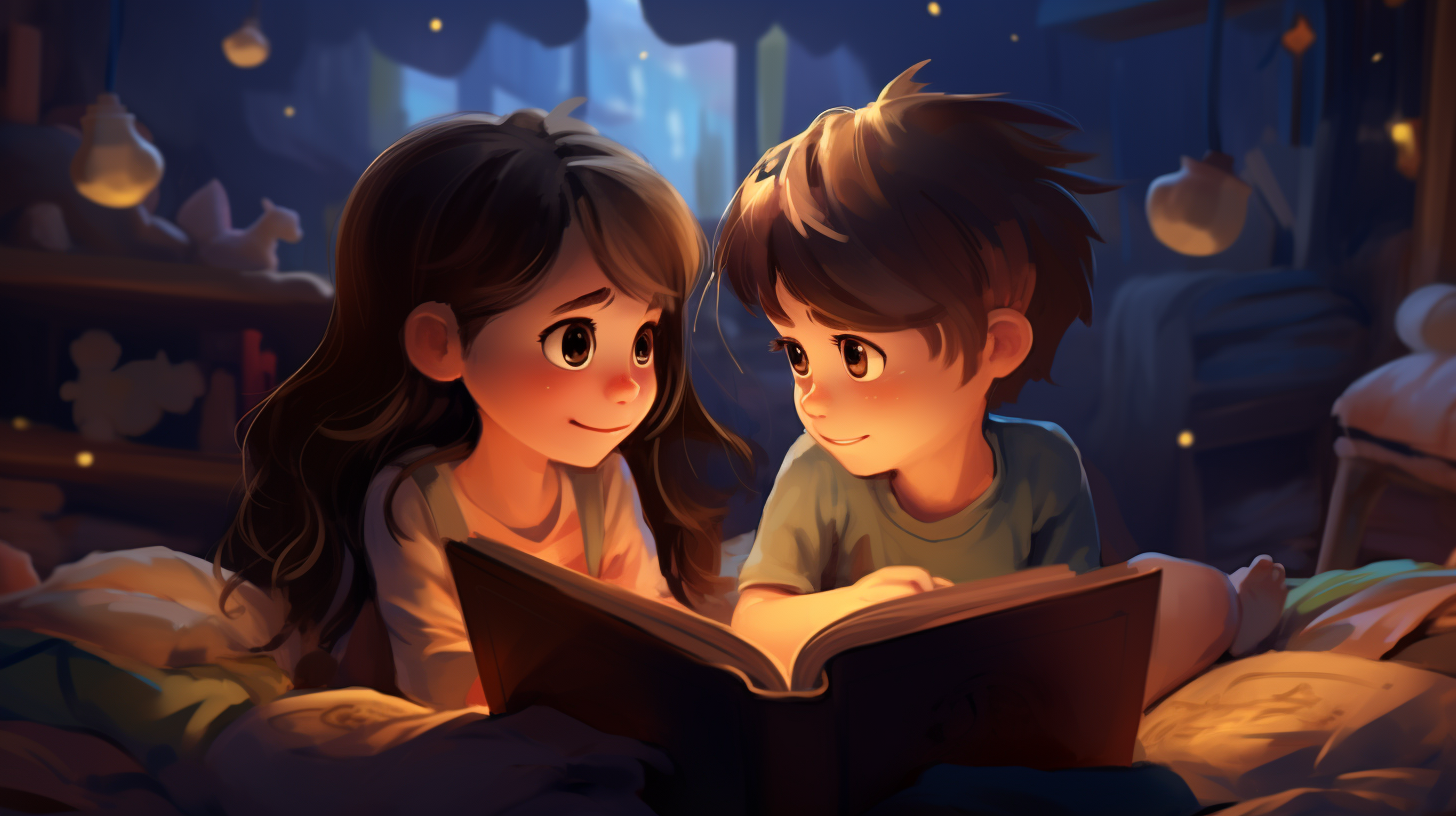 Children reading book together