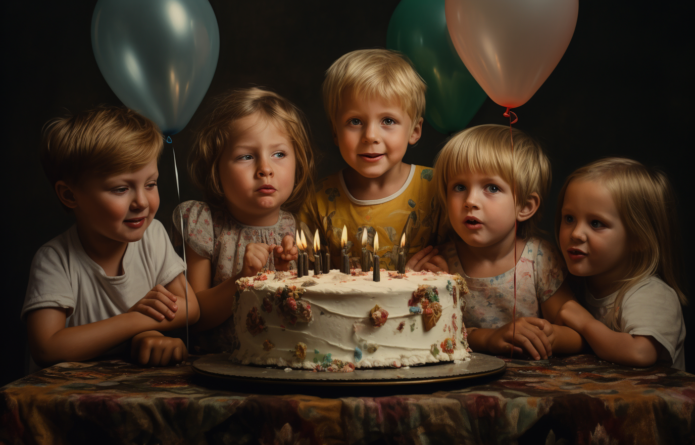 Excited children at birthday celebration