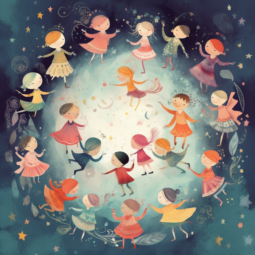 Children Dancing Circle Artwork