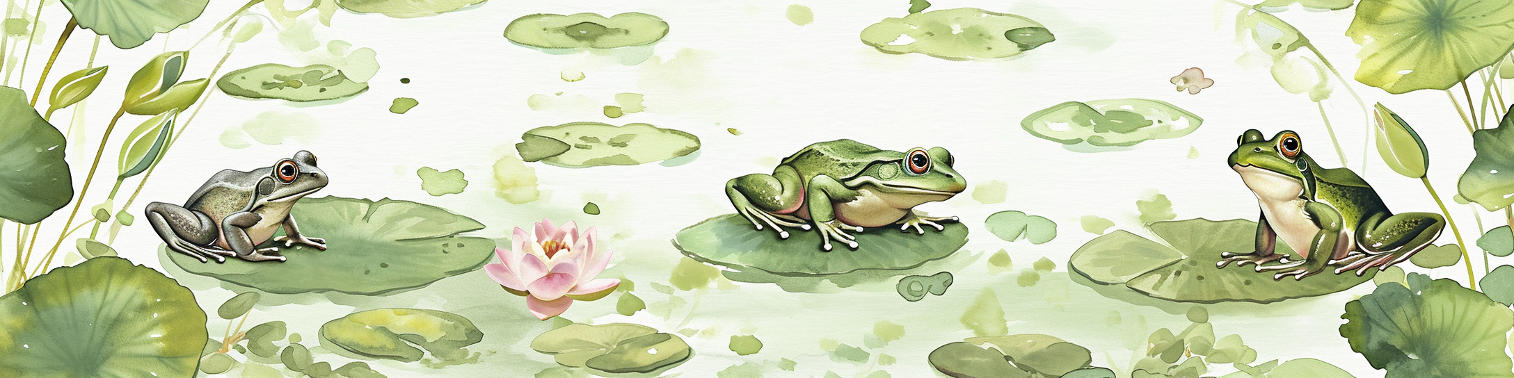 Happy Frogs in Green Foliage Mural