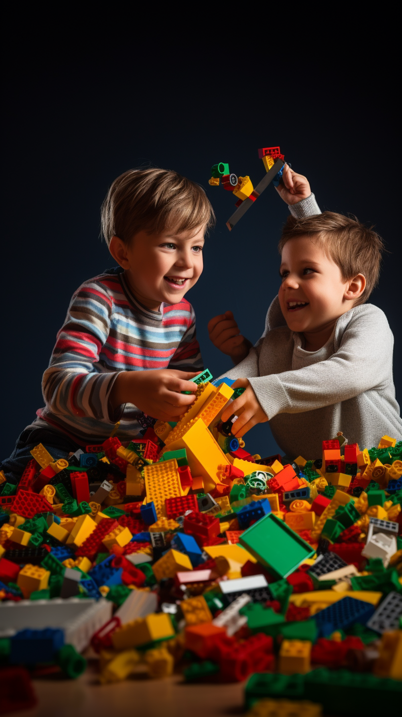 Kids having fun with LEGO bricks