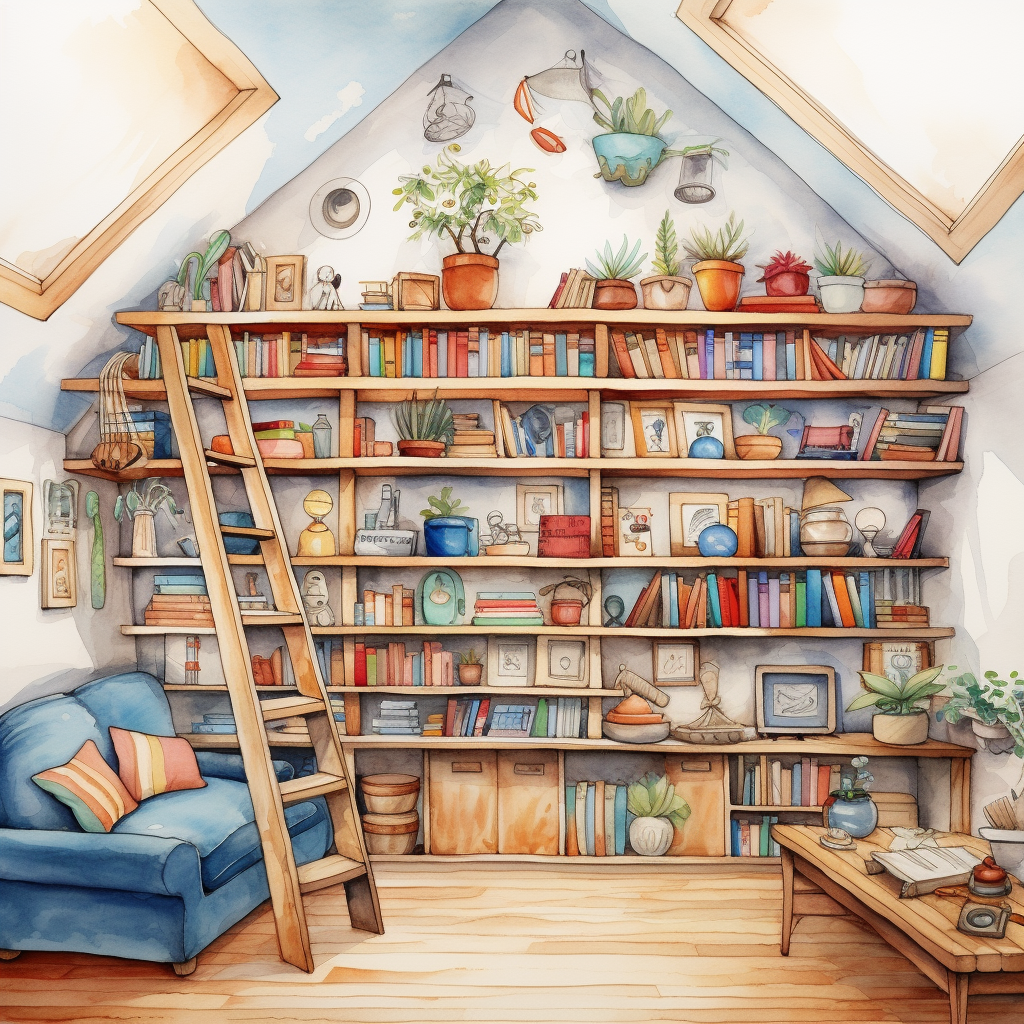 Colorful bookshelves in a children's room