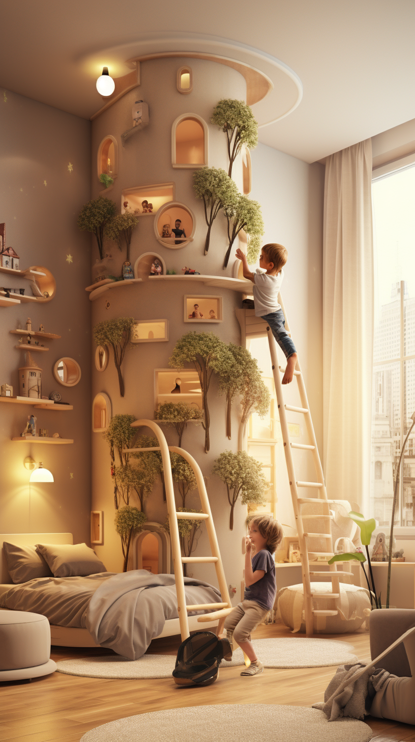 Kids playing in luxurious children room