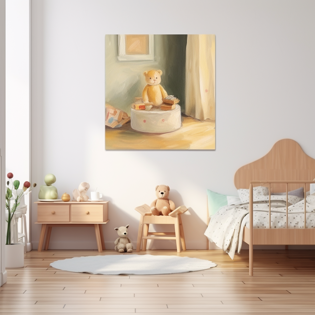 Front view of children's room furniture oil painting