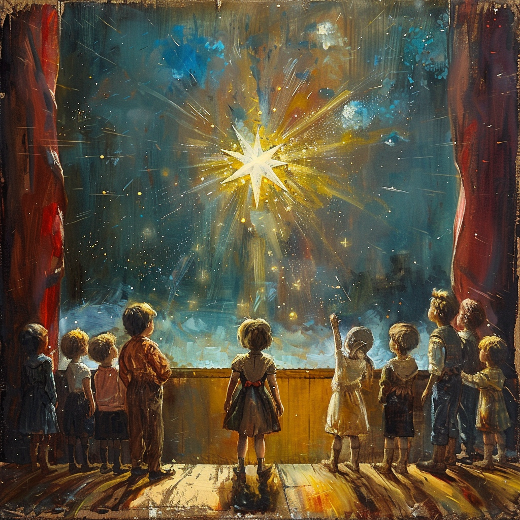 Kids looking at star on stage