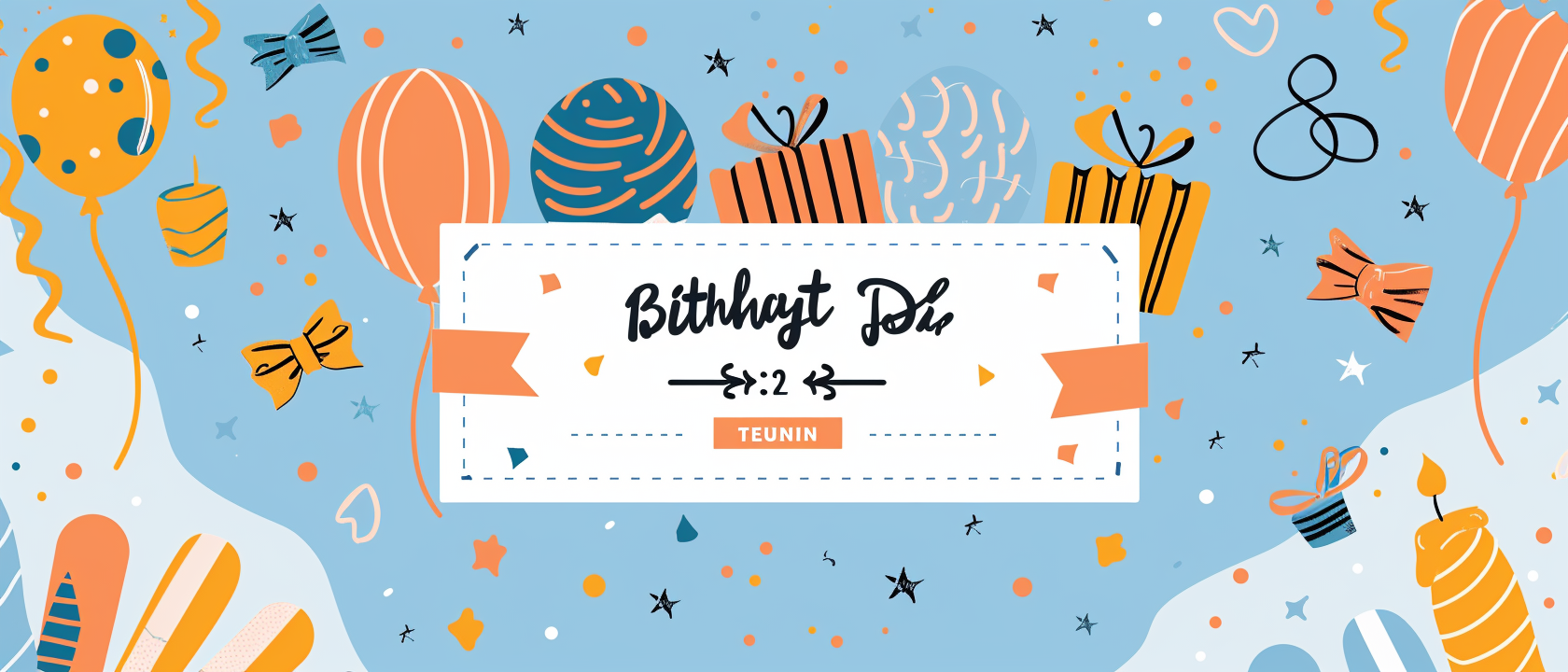 Children Birthday Ticket Design Illustration