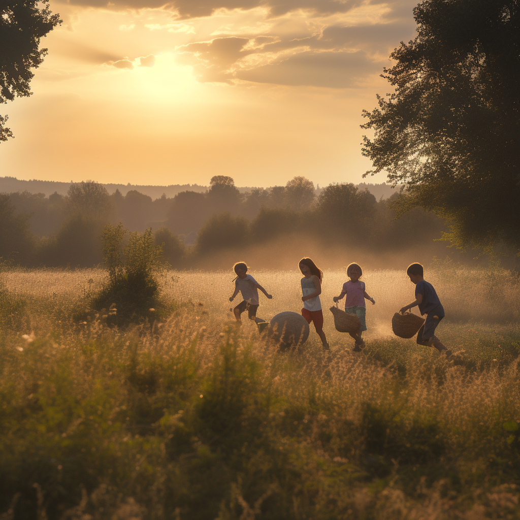 Children playing in a field