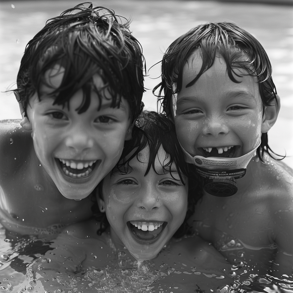 Kids in Tuba Masks Smiling