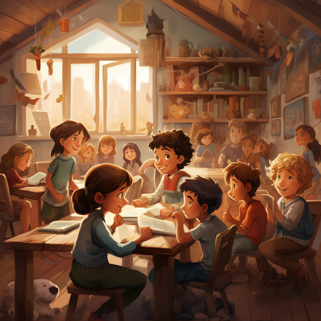 Illustration of Children in a Classroom