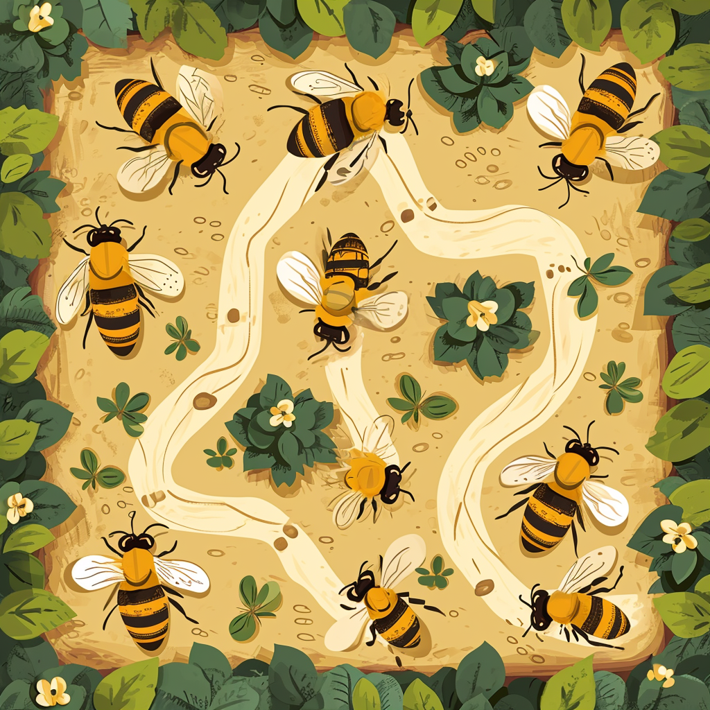 Honeybees Gameboard Cartoon Style Illustration