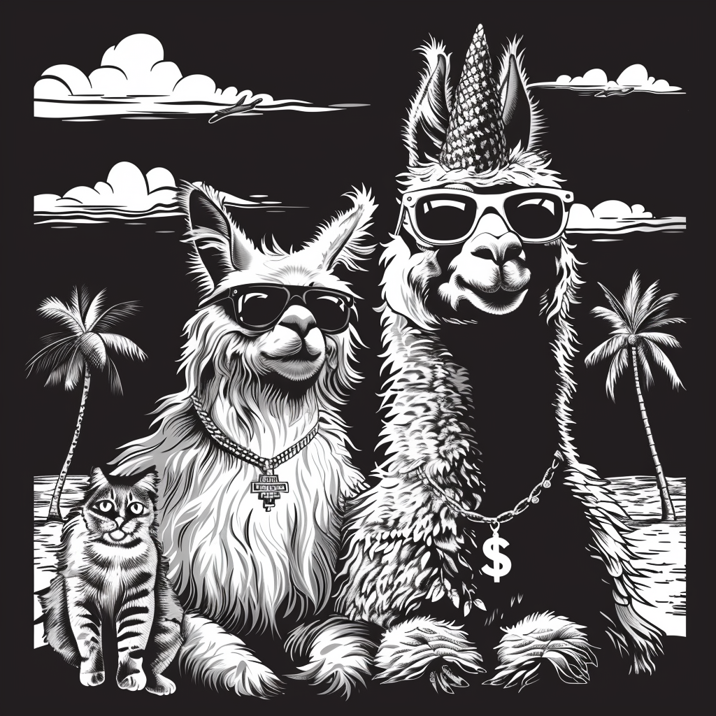 Llama and Cat at Beach