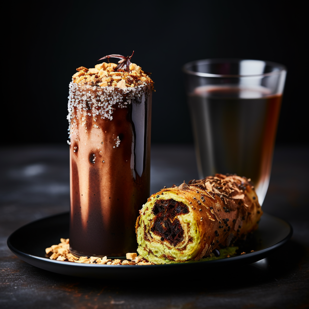 Irresistible chimney cake with chocolate and pistachio toppings