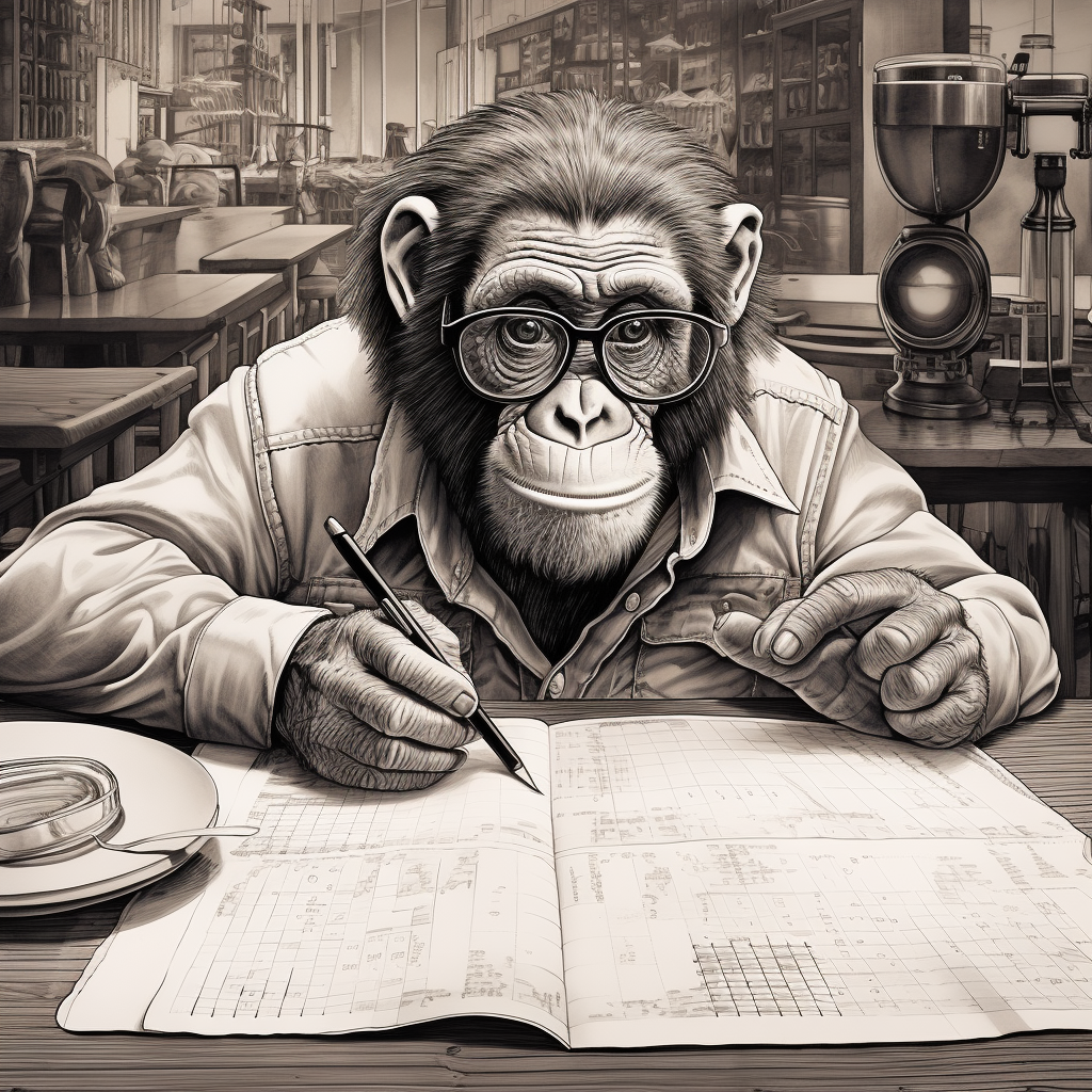 Intelligent chimp solving crossword puzzle