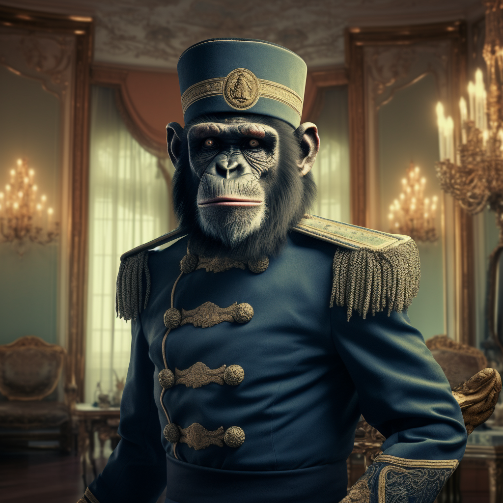 Portrait of Chimp in Napoleon Era Palace