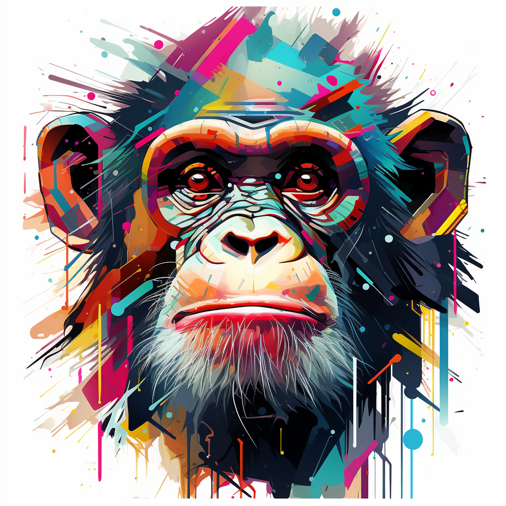 Bold and colorful chimpanzee portrait