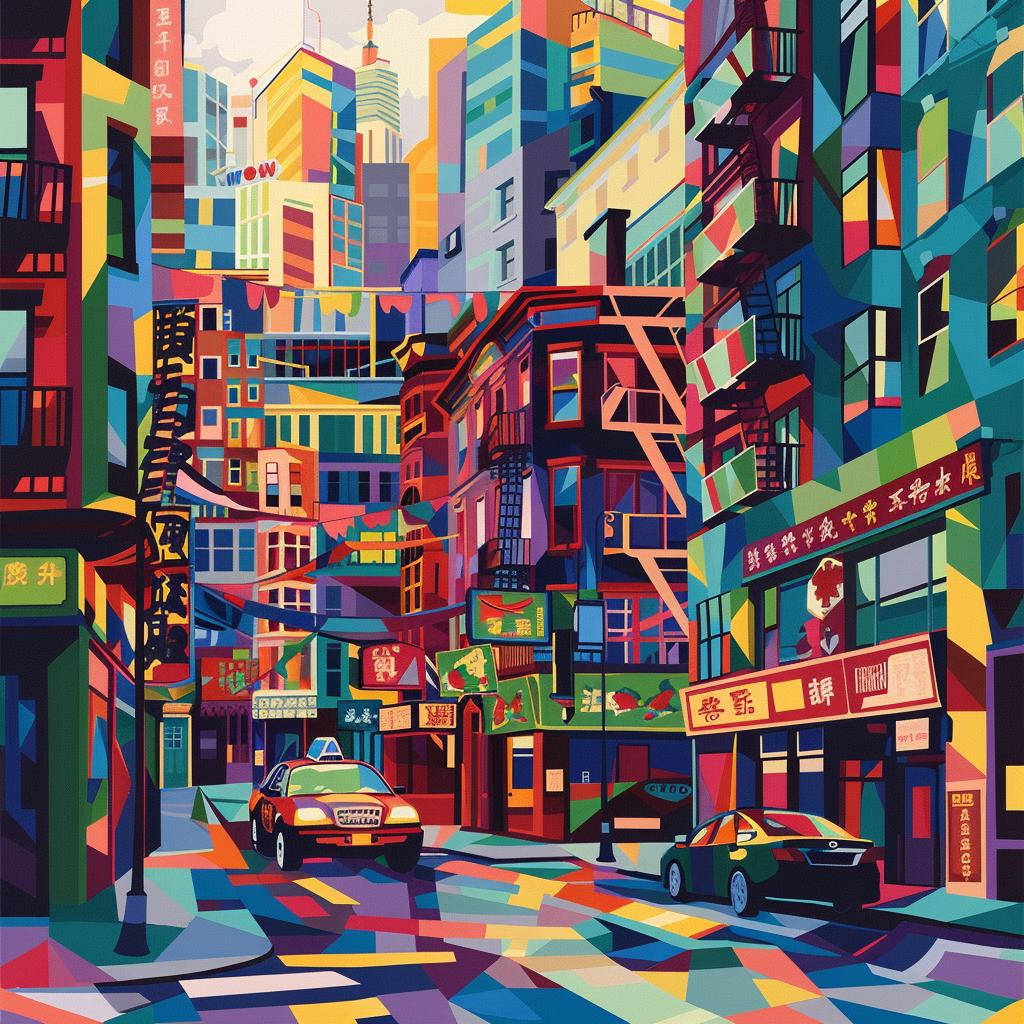 Colorful Chinatown Geometric Design