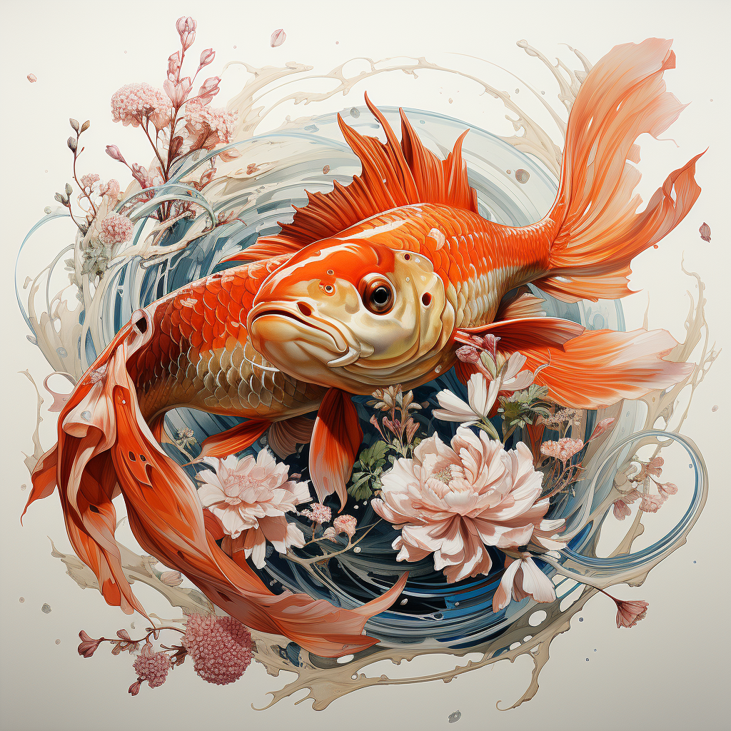 Beautiful Chinese Carp Sketch