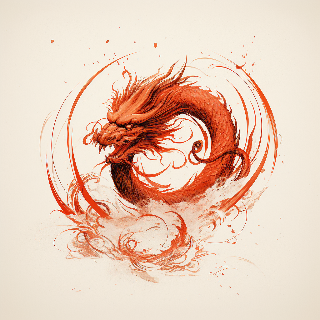 Minimal Chinese Dragon Art