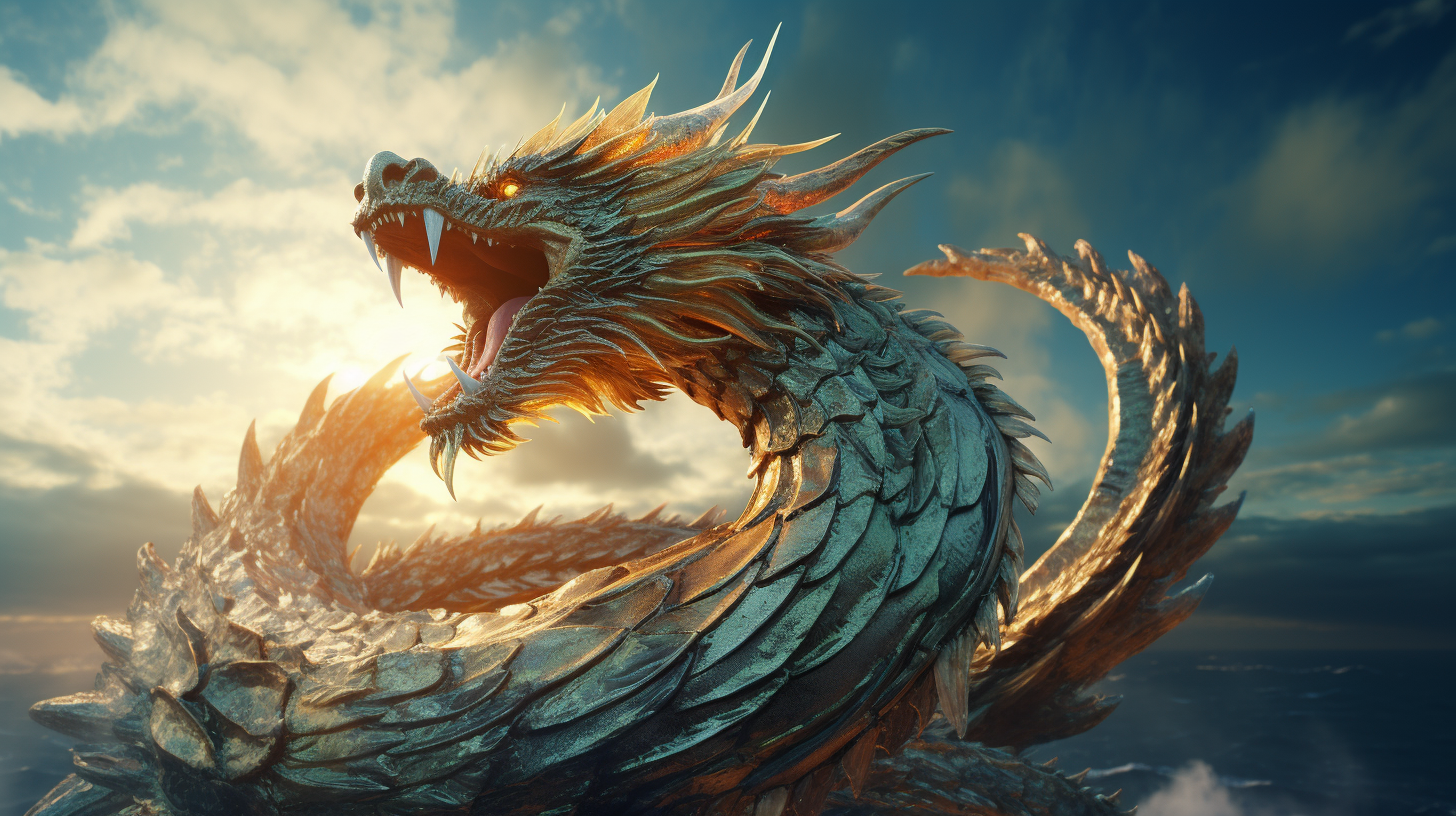 Majestic Chinese Dragon Soaring in the Sky