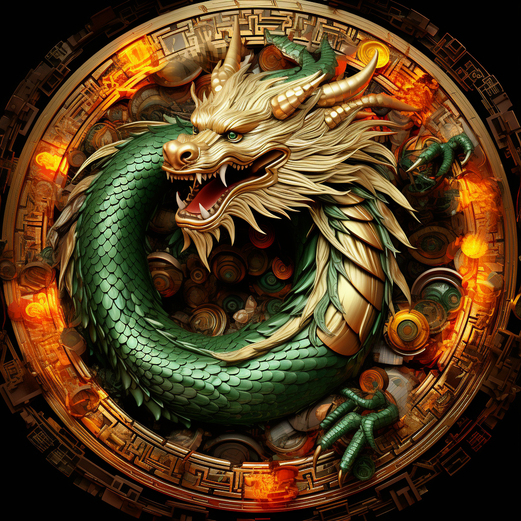 Chinese Dragon Gold Silver Pixel-Art