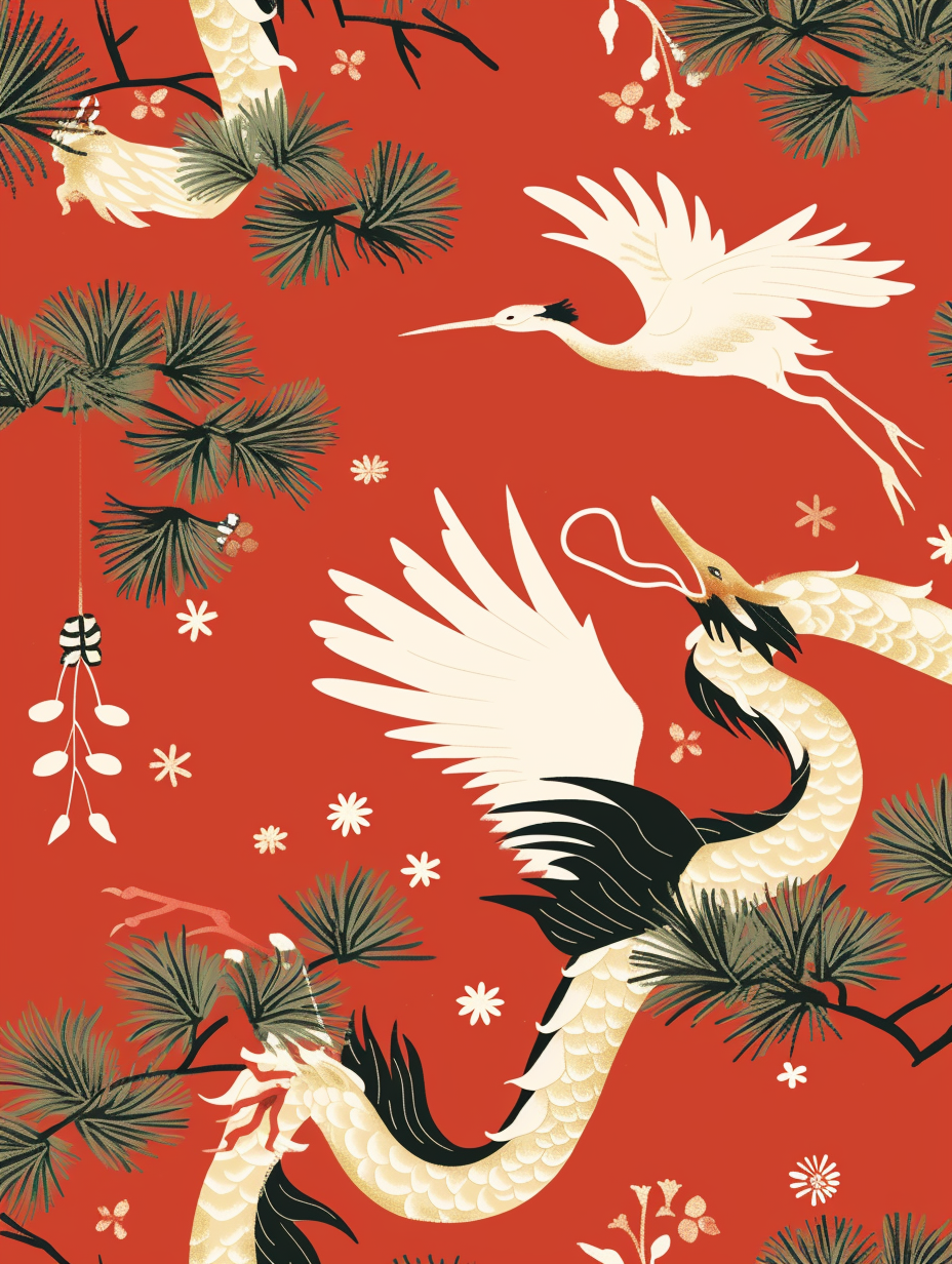 Chinese dragon greeting card red background