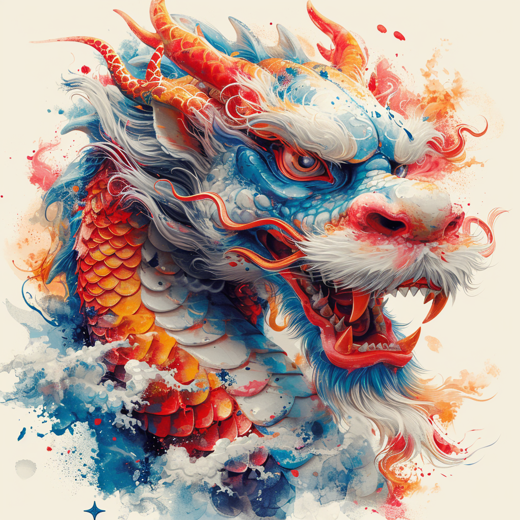 Chinese Dragon Head Pop Art