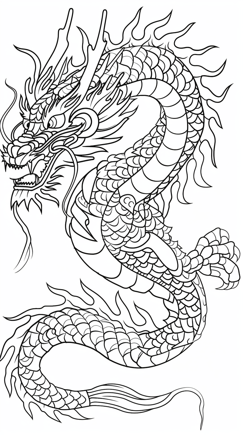 Chinese Dragon Outline New Year