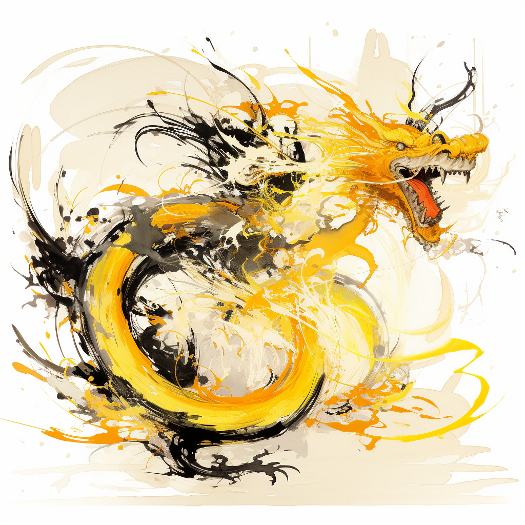 Chinese dragon ink concept abstract art