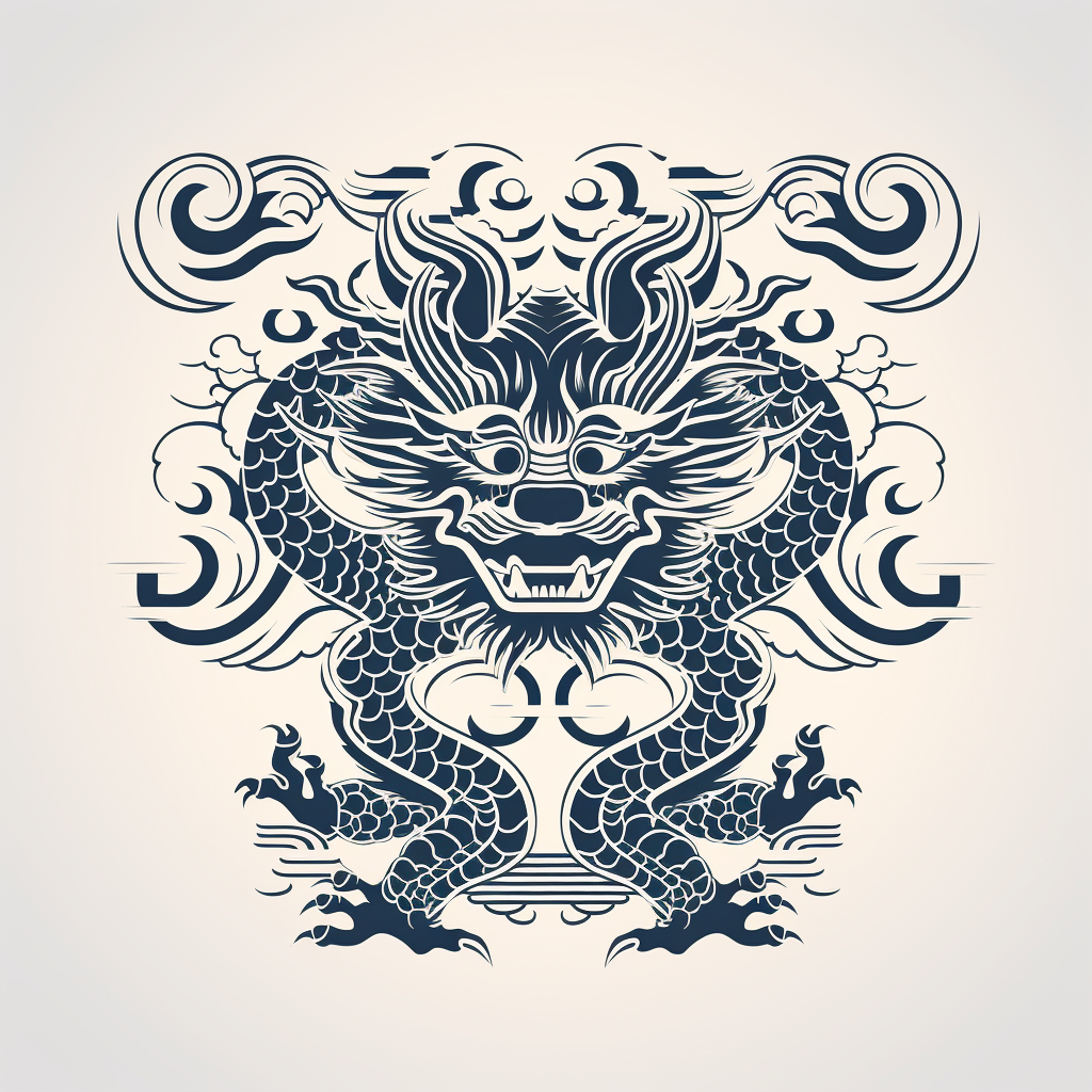 Chinese Dragon Infographic Pictogram in Black and White