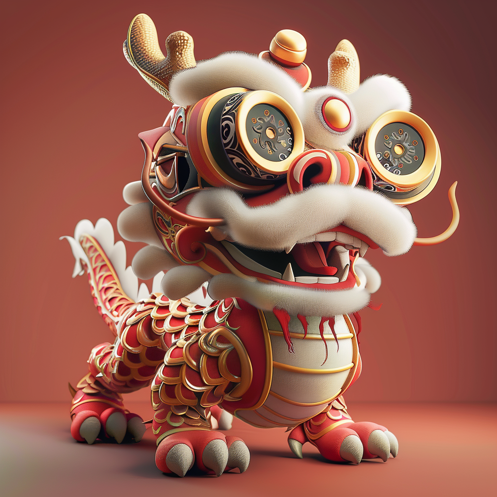 Chinese dragon wearing VR goggles