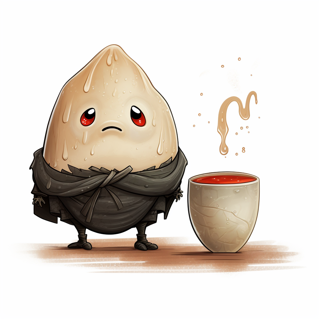 A Chinese dumpling with soy sauce, Studio Ghibli style