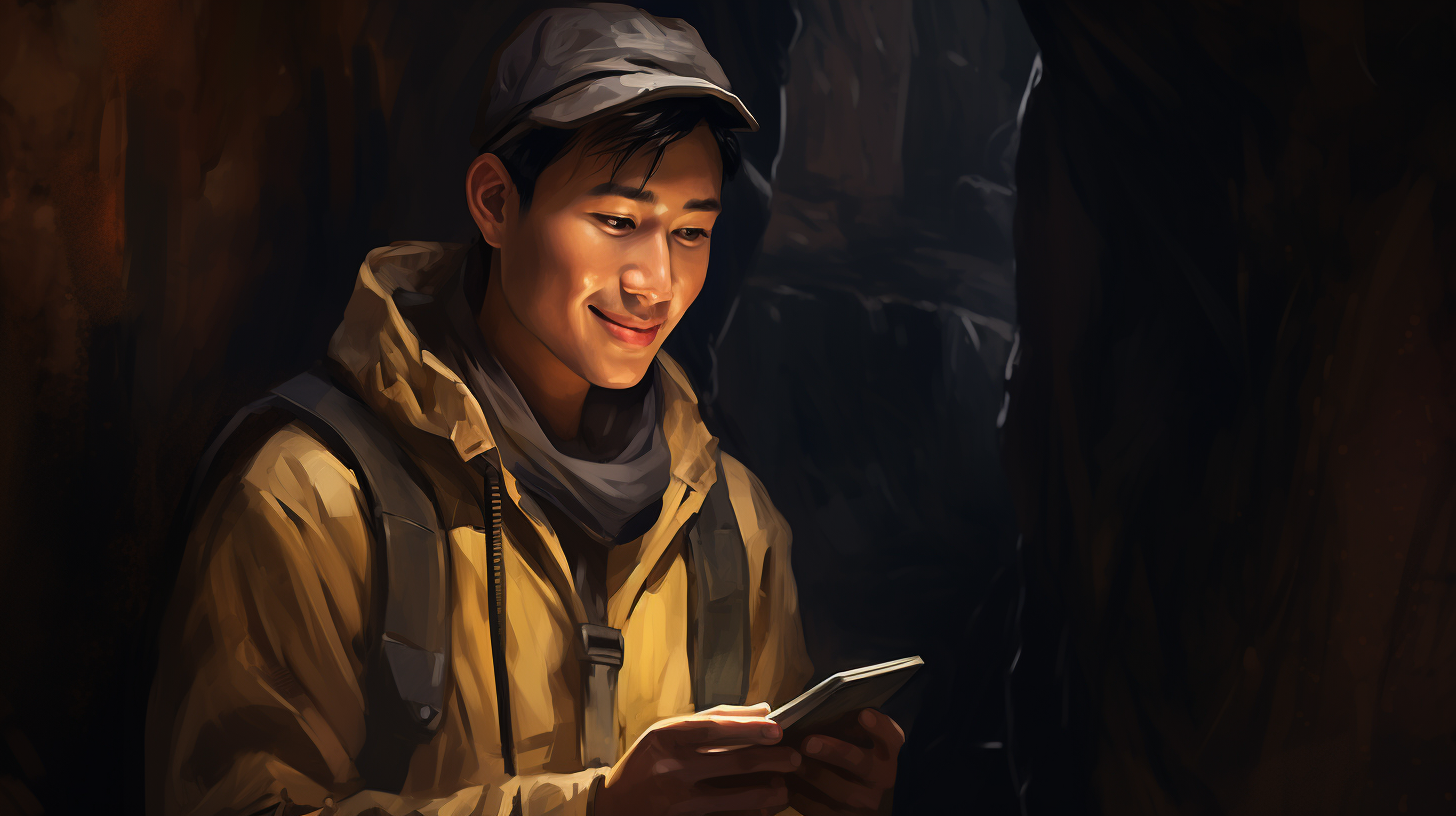 Chinese explorer introducing iPhone with a smile