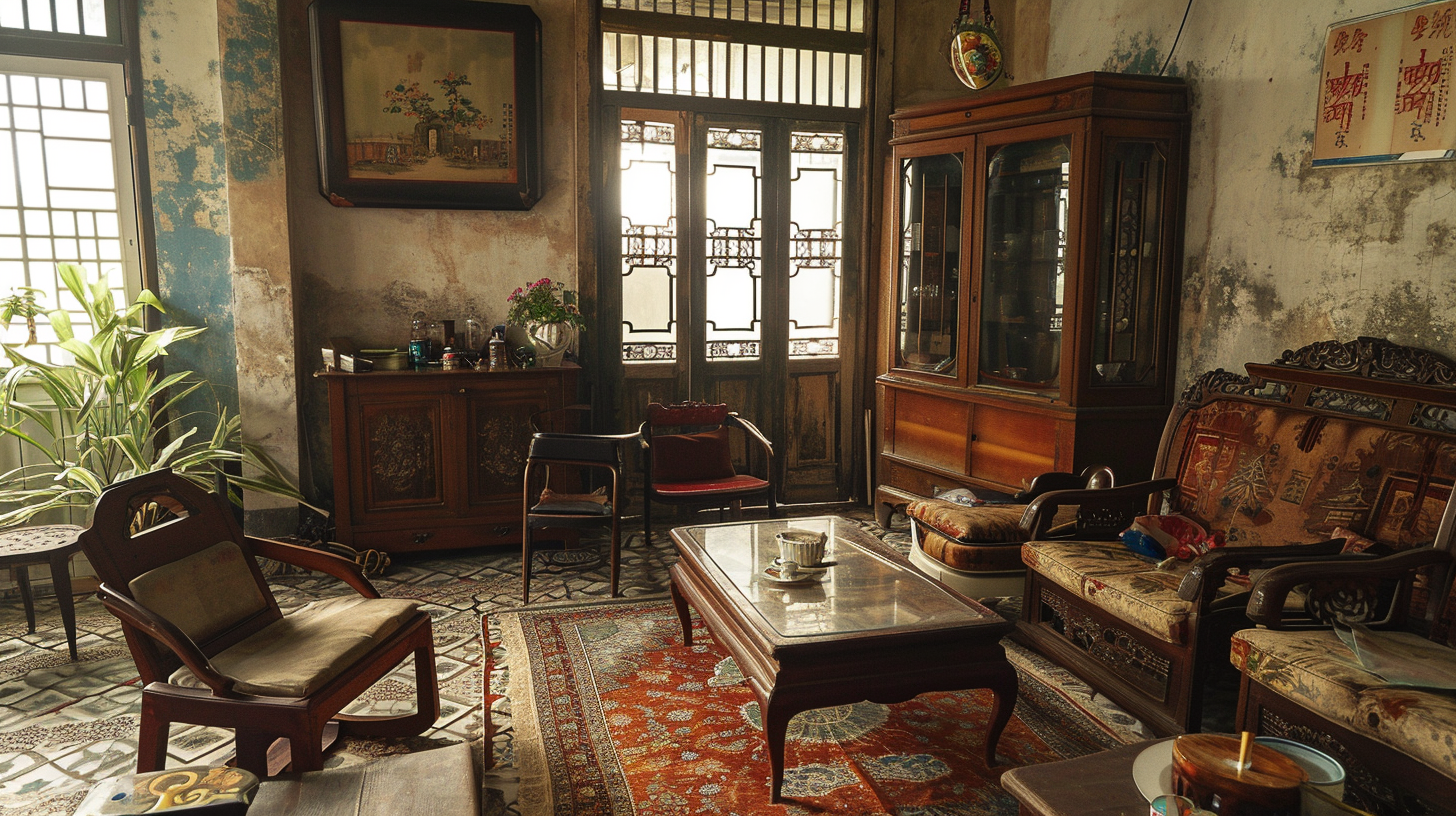 Chinese family living room in 70s and 80s