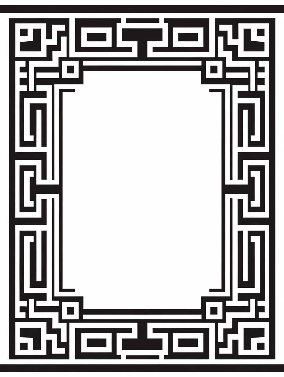 Black and white Chinese frame vector art