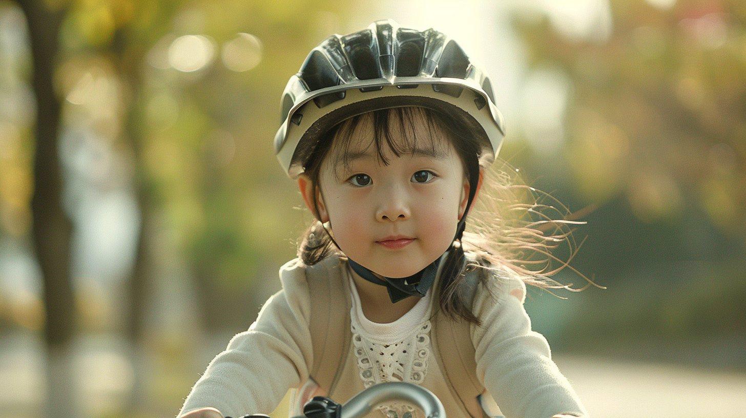 4-year-old Chinese girl bicycle ride